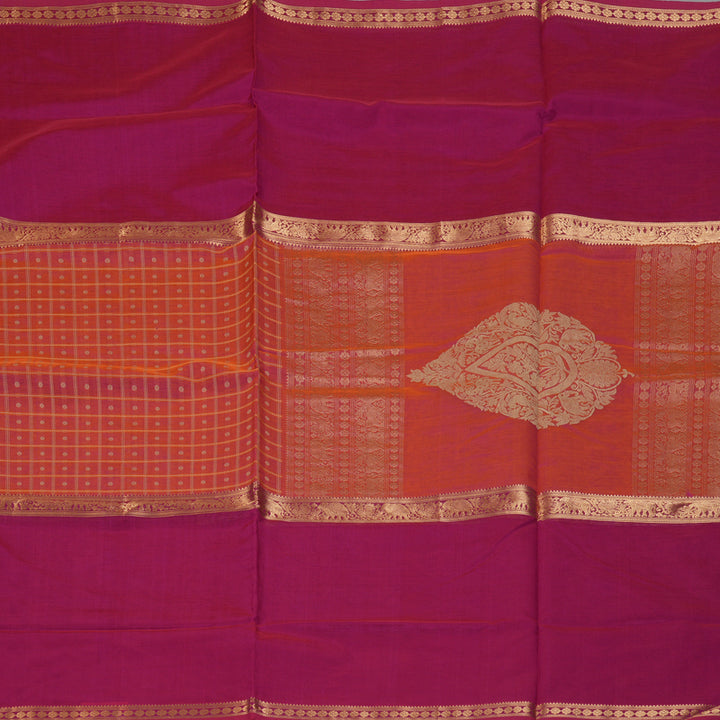 Hayagrivas Orangish-Pink Kanchi Silk Cotton Saree KSBE124C12-9