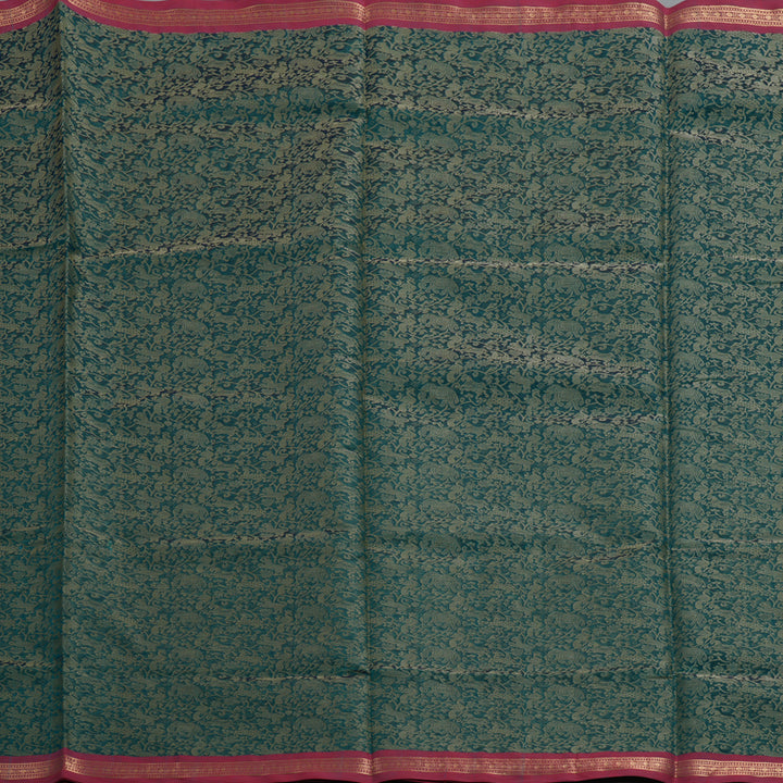 Hayagrivas Peacock Green Kanchi Silk Cotton Saree KSBE124C13-3