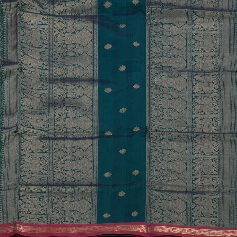 Hayagrivas Peacock Green Kanchi Silk Cotton Saree KSBE124C13-3