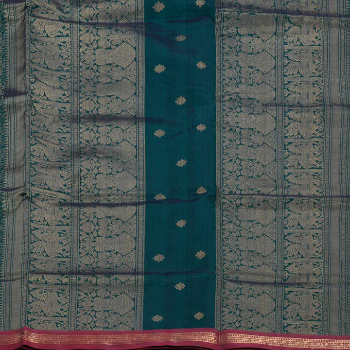Hayagrivas Peacock Green Kanchi Silk Cotton Saree KSBE124C13-3