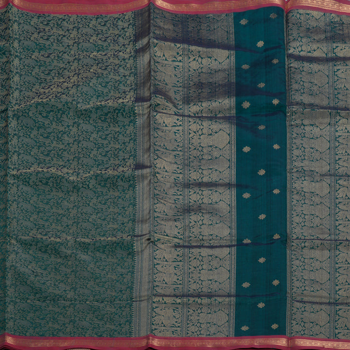 Hayagrivas Peacock Green Kanchi Silk Cotton Saree KSBE124C13-3