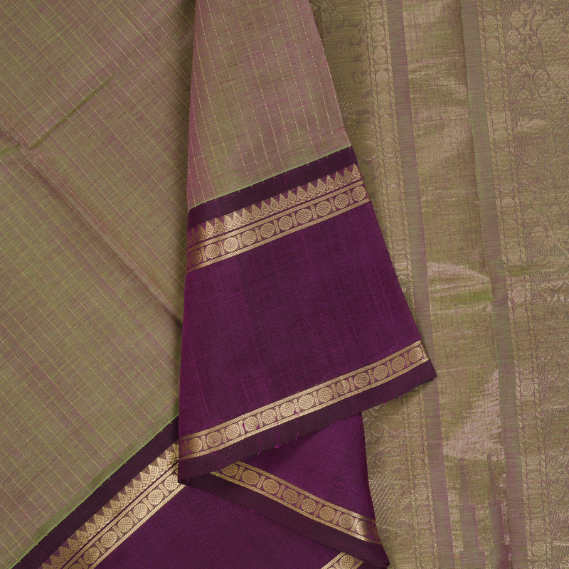 Hayagrivas Pista Green & Purple (Shot Colour) Kanchi Silk Cotton Saree KSBE124C3-1