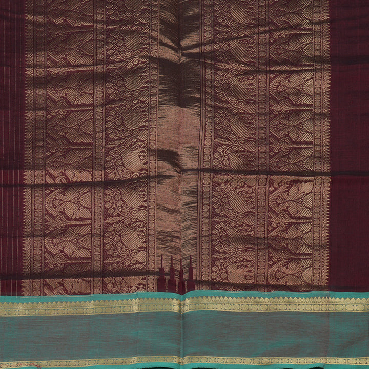 Hayagrivas Dark Maroon Kanchi Silk Cotton Saree KSBE124C3-12