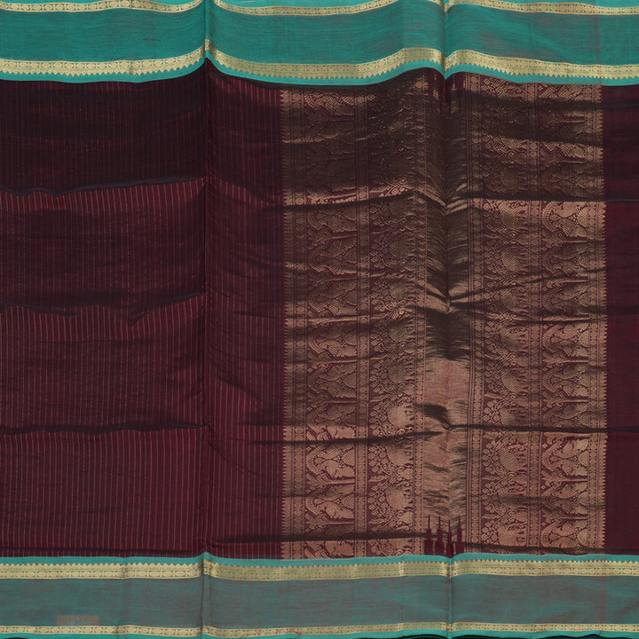 Hayagrivas Dark Maroon Kanchi Silk Cotton Saree KSBE124C3-12