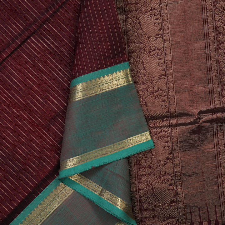 Hayagrivas Dark Maroon Kanchi Silk Cotton Saree KSBE124C3-12