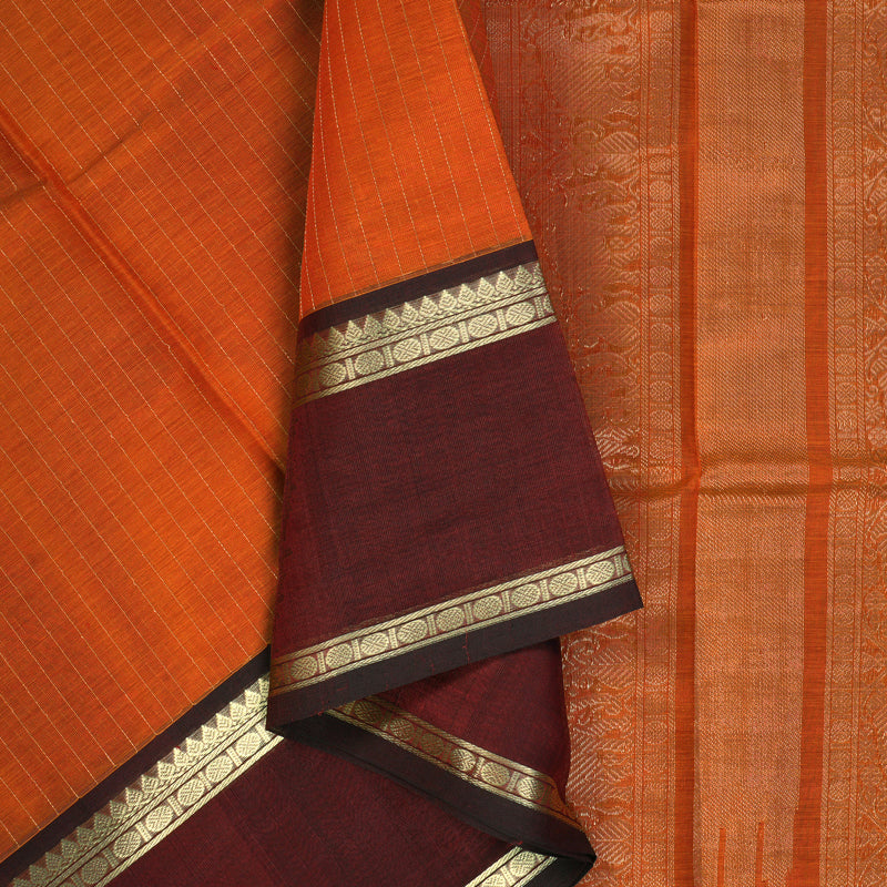 Hayagrivas Orange Kanchi Silk Cotton Saree KSBE124C3-4