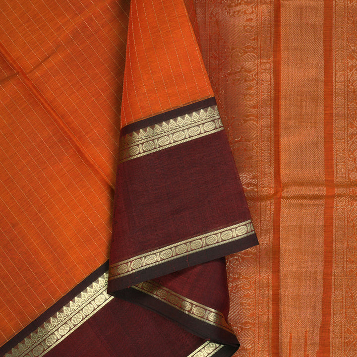 Hayagrivas Orange Kanchi Silk Cotton Saree KSBE124C3-4