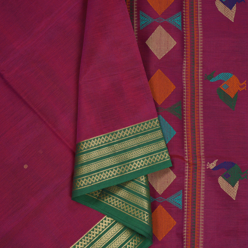 Hayagrivas Magenta Kanchi Silk Cotton Saree KSBE124C4-4