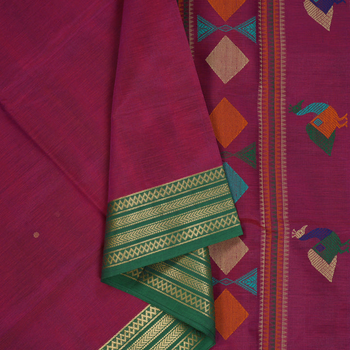 Hayagrivas Magenta Kanchi Silk Cotton Saree KSBE124C4-4