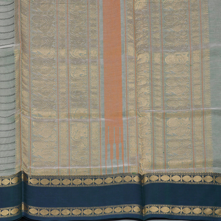 Hayagrivas Cement Green Kanchi Silk Cotton Saree KSBE124C4-5