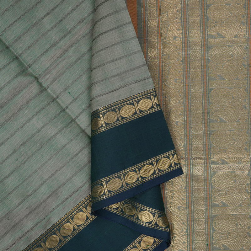 Hayagrivas Cement Green Kanchi Silk Cotton Saree KSBE124C4-5