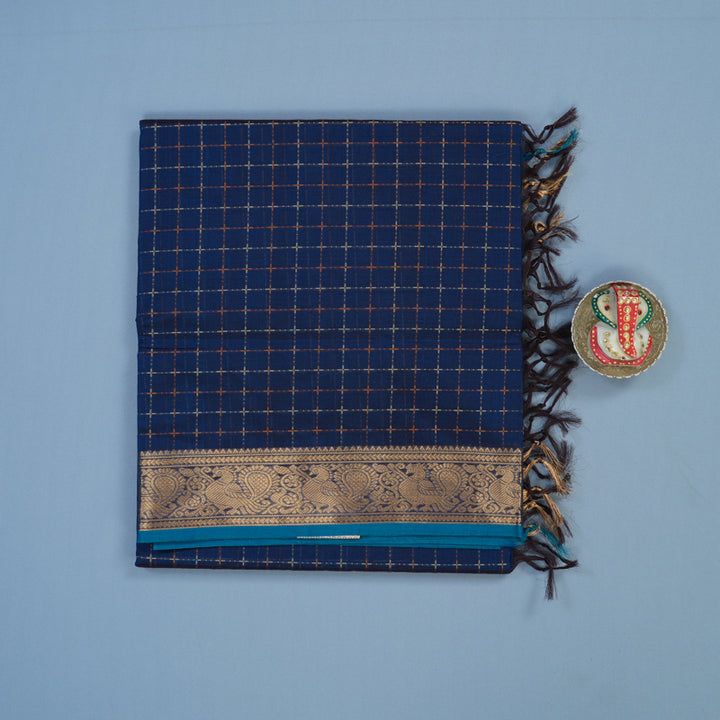 Hayagrivas Peacock Blue Kanchi Silk Cotton Saree KSBE124C5-15