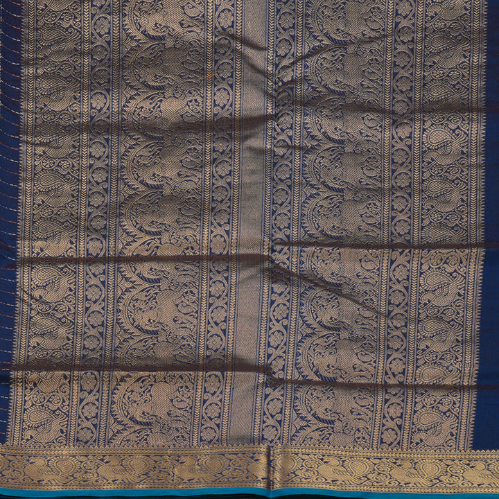 Hayagrivas Peacock Blue Kanchi Silk Cotton Saree KSBE124C5-15