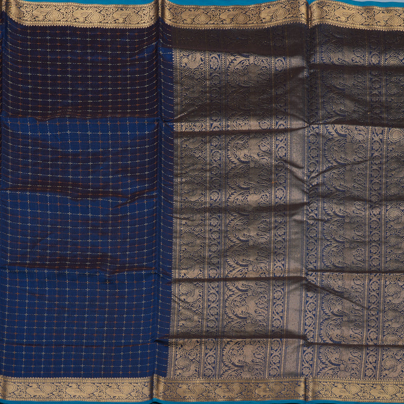 Hayagrivas Peacock Blue Kanchi Silk Cotton Saree KSBE124C5-15