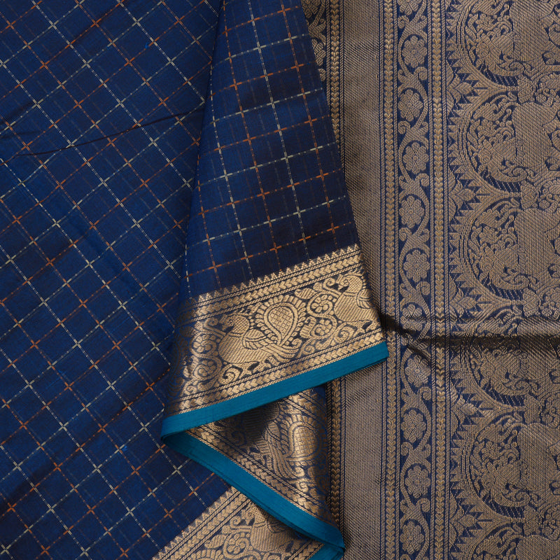 Hayagrivas Peacock Blue Kanchi Silk Cotton Saree KSBE124C5-15