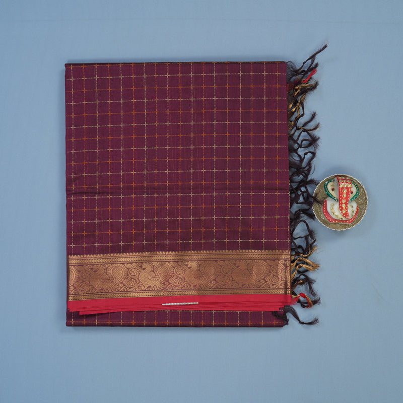 Hayagrivas Wine Purple Kanchi Silk Cotton Saree KSBE124C5-19