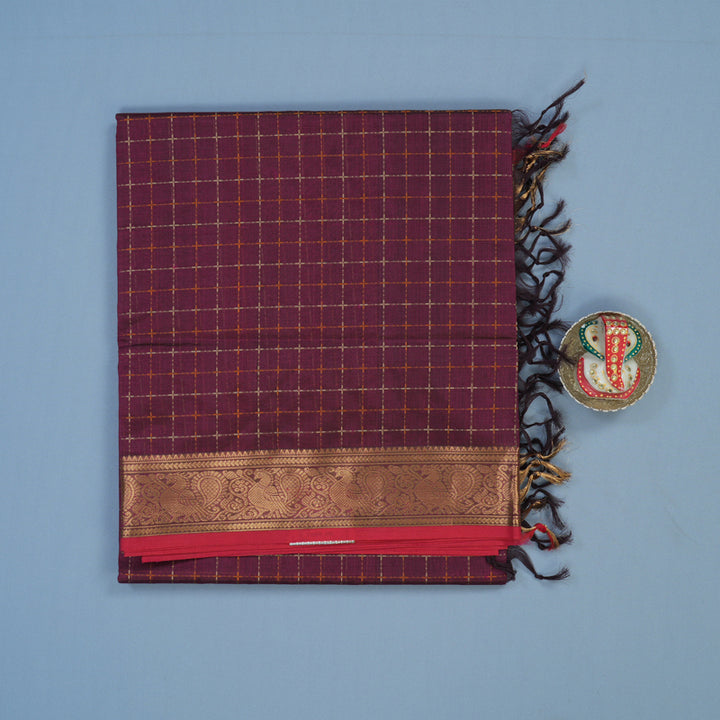 Hayagrivas Wine Purple Kanchi Silk Cotton Saree KSBE124C5-19