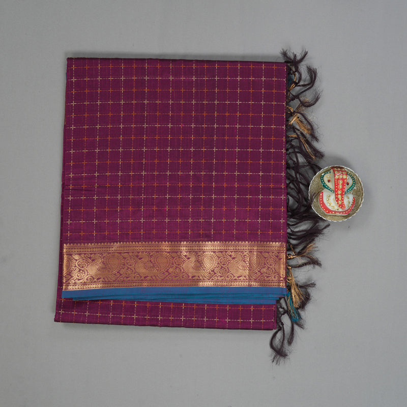 Hayagrivas Wine Purple Kanchi Silk Cotton Saree KSBE124C5-5