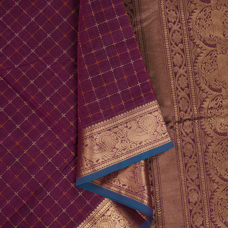 Hayagrivas Wine Purple Kanchi Silk Cotton Saree KSBE124C5-5