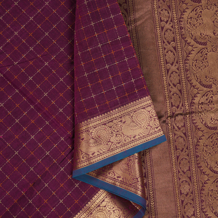 Hayagrivas Wine Purple Kanchi Silk Cotton Saree KSBE124C5-5