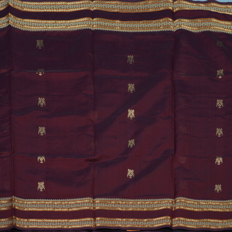 Hayagrivas Wine Maroon Kanchi Silk Cotton Saree KSBE124C6-3