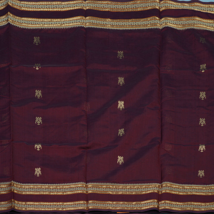 Hayagrivas Wine Maroon Kanchi Silk Cotton Saree KSBE124C6-3