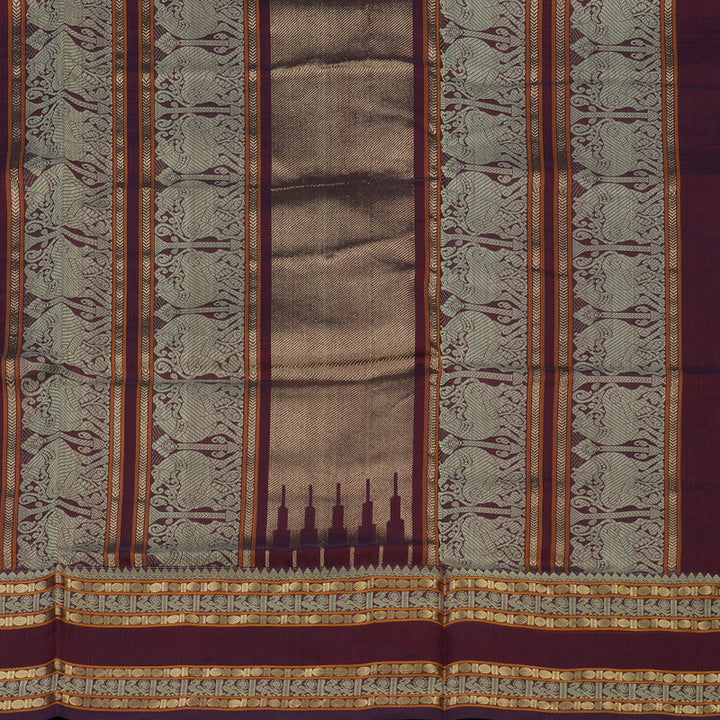Hayagrivas Wine Maroon Kanchi Silk Cotton Saree KSBE124C6-3