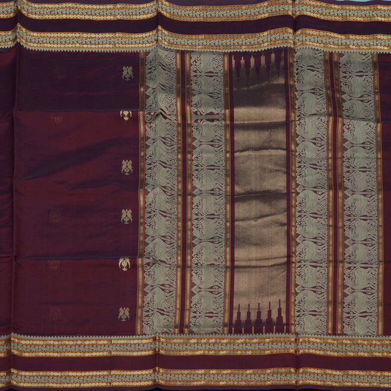 Hayagrivas Wine Maroon Kanchi Silk Cotton Saree KSBE124C6-3