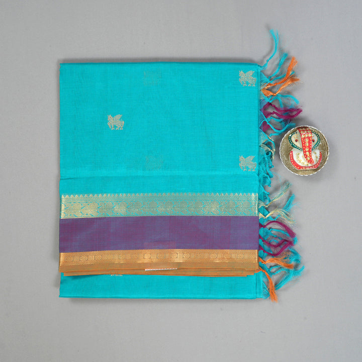 Hayagrivas Sky Blue Kanchi Silk Cotton Saree KSBE124C6-4