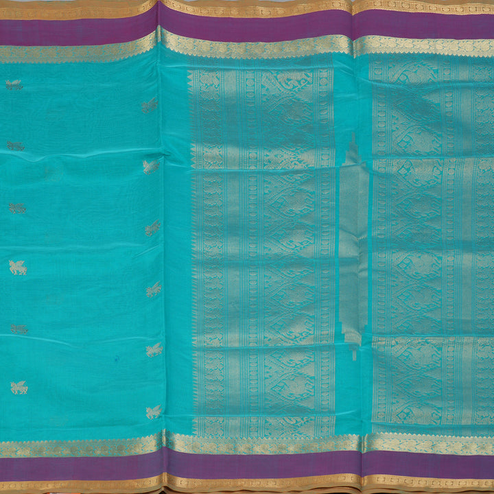 Hayagrivas Sky Blue Kanchi Silk Cotton Saree KSBE124C6-4
