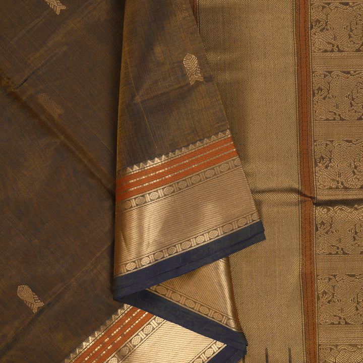 Hayagrivas Dark Gold Kanchi Silk Cotton Saree KSBE124C6-6
