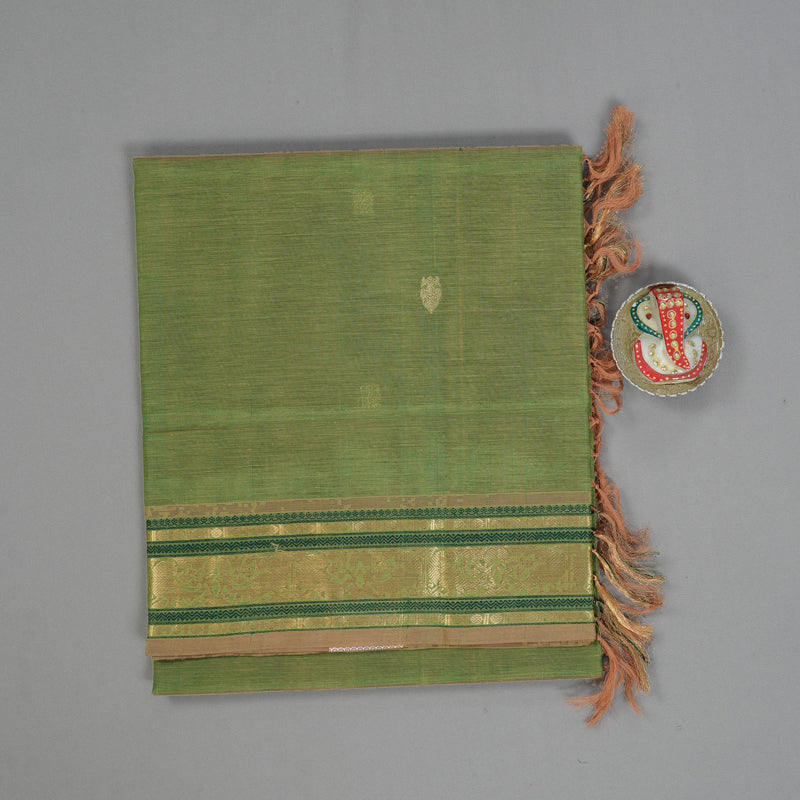 Hayagrivas Elaichi Green Kanchi Silk Cotton Saree KSBE124C6-7