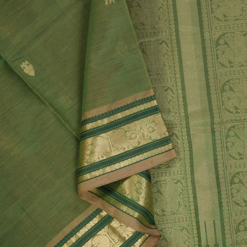 Hayagrivas Elaichi Green Kanchi Silk Cotton Saree KSBE124C6-7