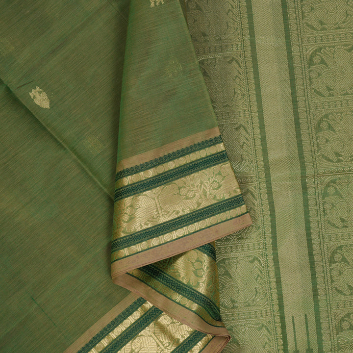 Hayagrivas Elaichi Green Kanchi Silk Cotton Saree KSBE124C6-7