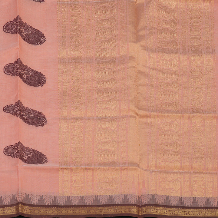 Hayagrivas Peach Pink Kanchi Silk Cotton Saree KSBE124C7-11