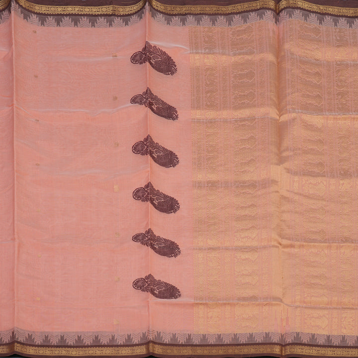 Hayagrivas Peach Pink Kanchi Silk Cotton Saree KSBE124C7-11