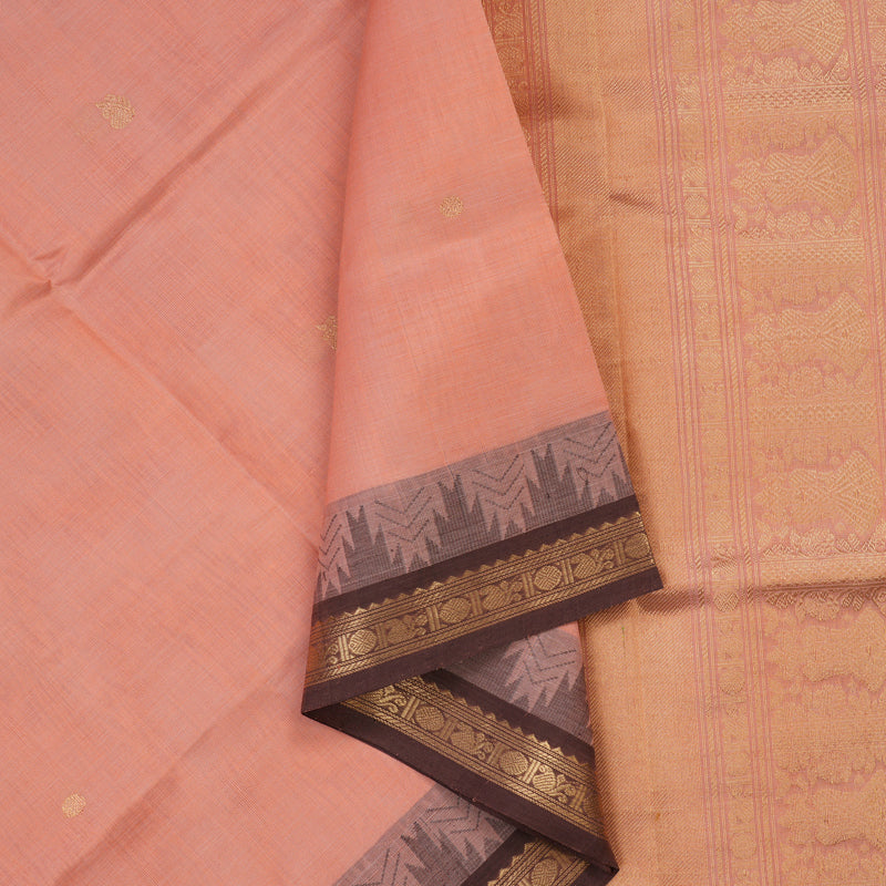 Hayagrivas Peach Pink Kanchi Silk Cotton Saree KSBE124C7-11