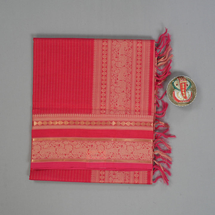 Hayagrivas Tomato Pink Kanchi Silk Cotton Saree KSBE124C7-9
