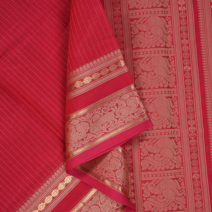 Hayagrivas Tomato Pink Kanchi Silk Cotton Saree KSBE124C7-9