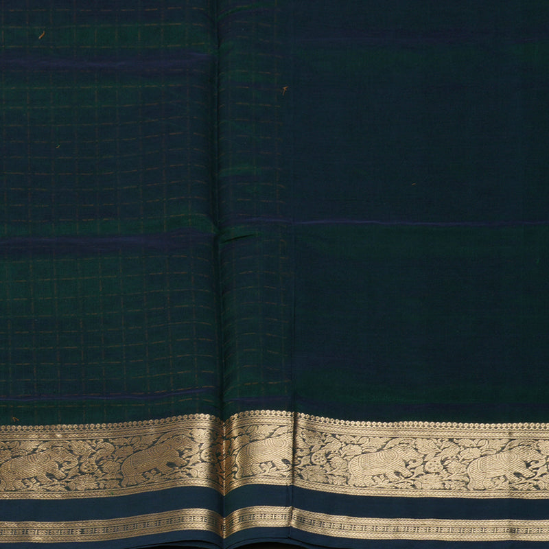 Hayagrivas Peacock Green Kanchi Silk Cotton Saree KSBE124C8-14