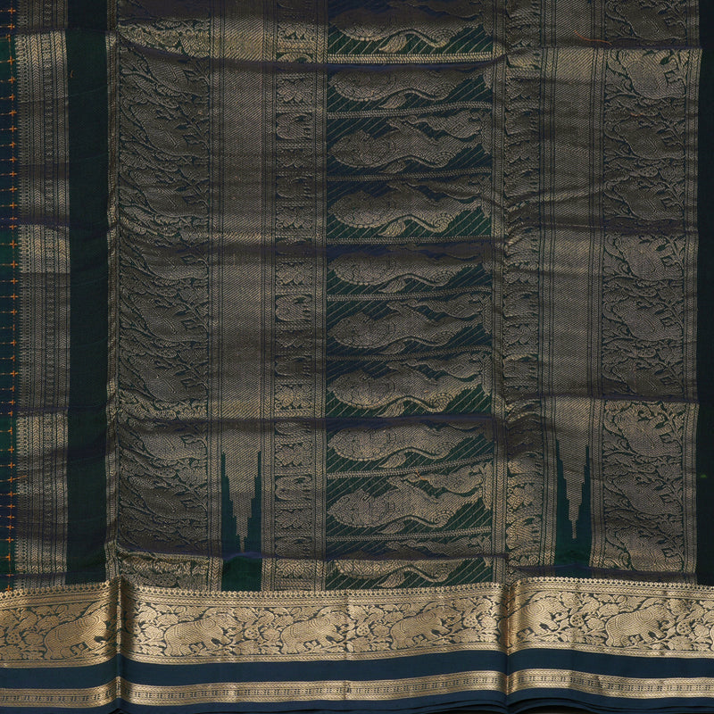 Hayagrivas Peacock Green Kanchi Silk Cotton Saree KSBE124C8-14