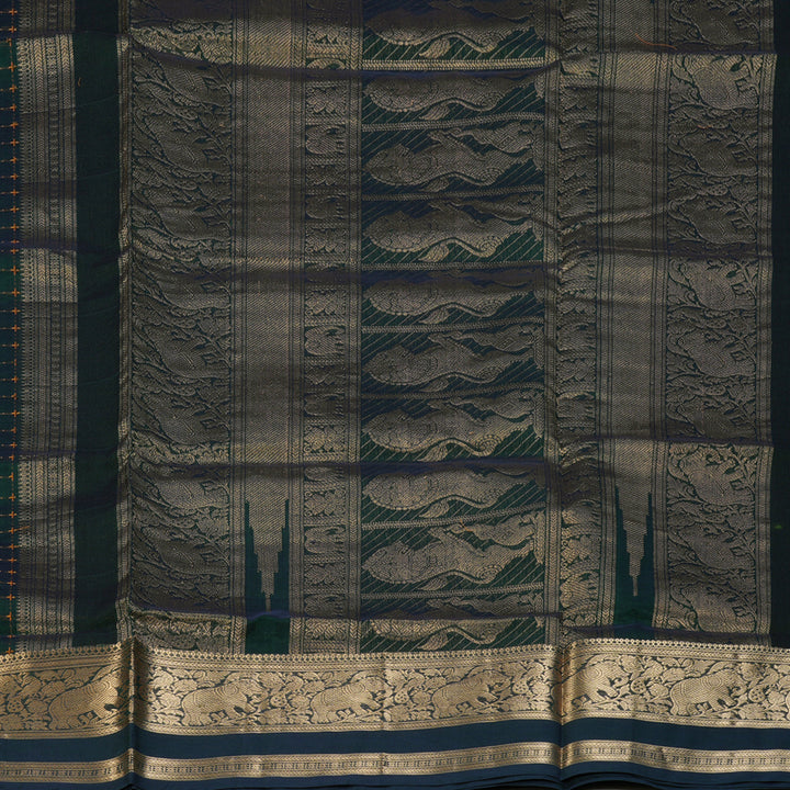 Hayagrivas Peacock Green Kanchi Silk Cotton Saree KSBE124C8-14
