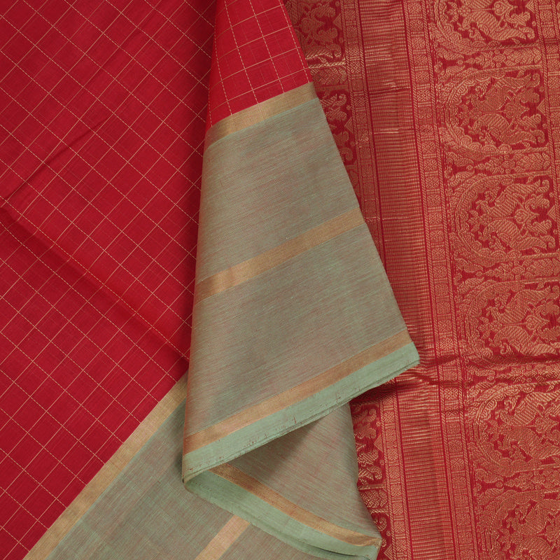 Hayagrivas Tomato Red Kanchi Silk Cotton Saree KSBE124C8-17