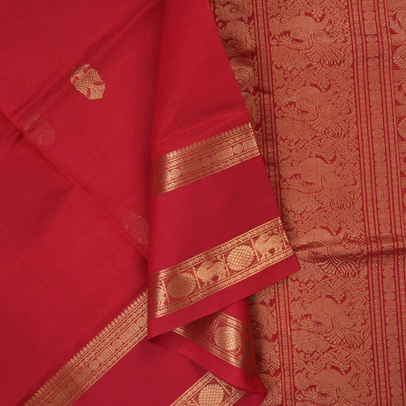 Hayagrivas Tomato Pink Kanchi Silk Cotton Saree KSBE124C8-30