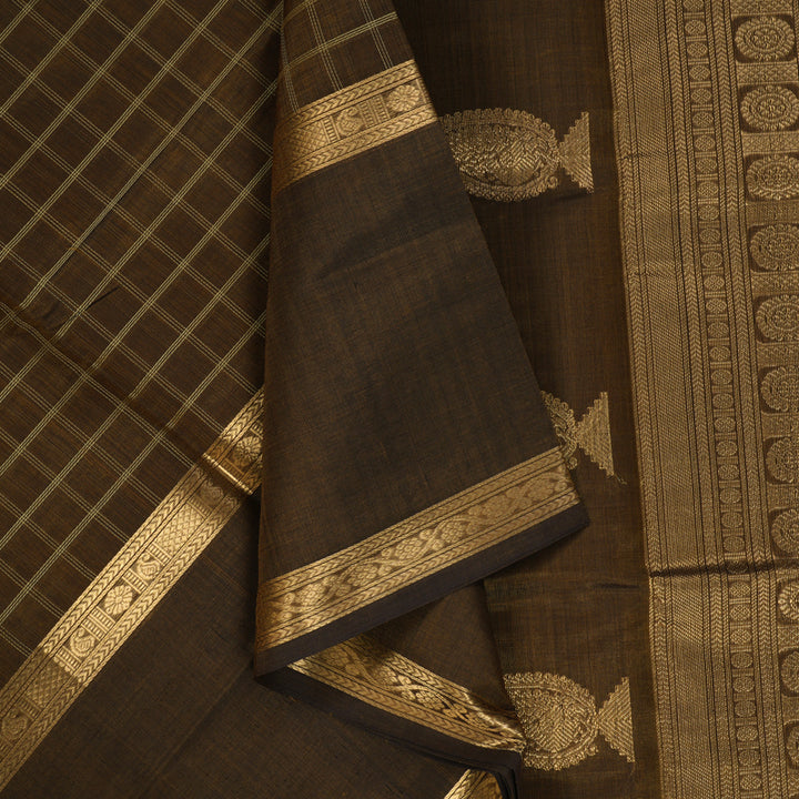 Hayagrivas Dark Gold Kanchi Silk Cotton Saree KSBE124C8-37