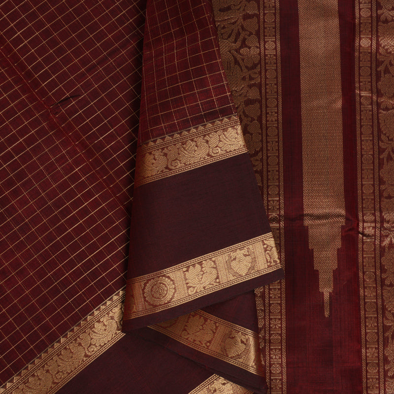 Hayagrivas Araku Maroon Kanchi Silk Cotton Saree KSBE124C8-9