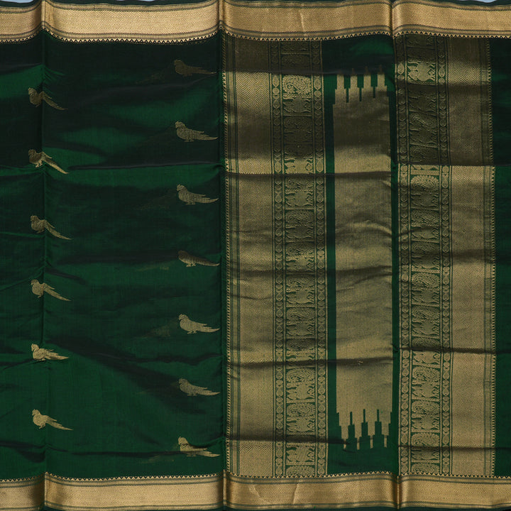 Hayagrivas Bottle Green Kanchi Silk Cotton Saree KSBE124C9-14