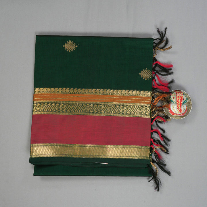 Hayagrivas Bottle Green Kanchi Silk Cotton Saree KSBE124C9-2