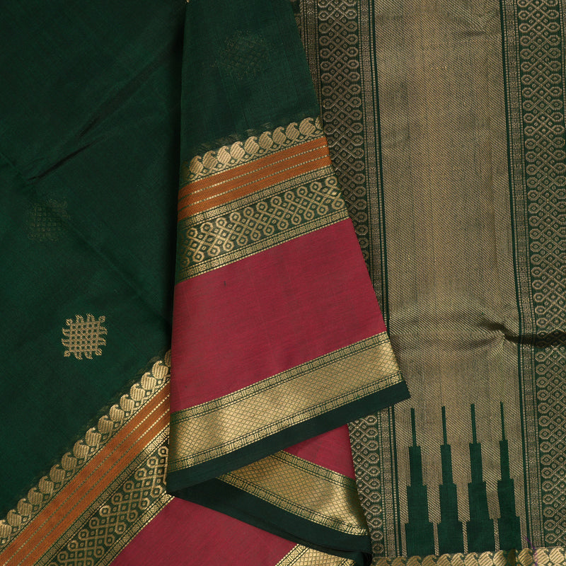 Hayagrivas Bottle Green Kanchi Silk Cotton Saree KSBE124C9-2