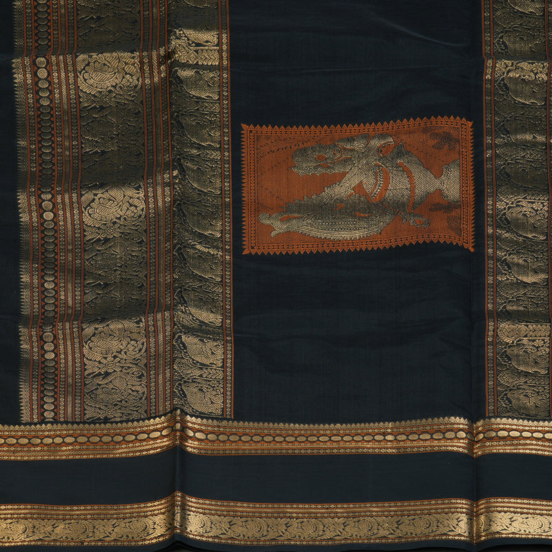 Hayagrivas Black Kanchi Silk Cotton Saree KSBE124C9-3